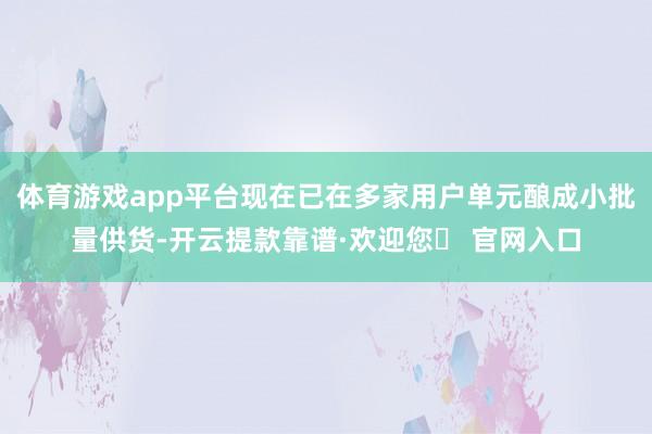 体育游戏app平台现在已在多家用户单元酿成小批量供货-开云提款靠谱·欢迎您✅ 官网入口